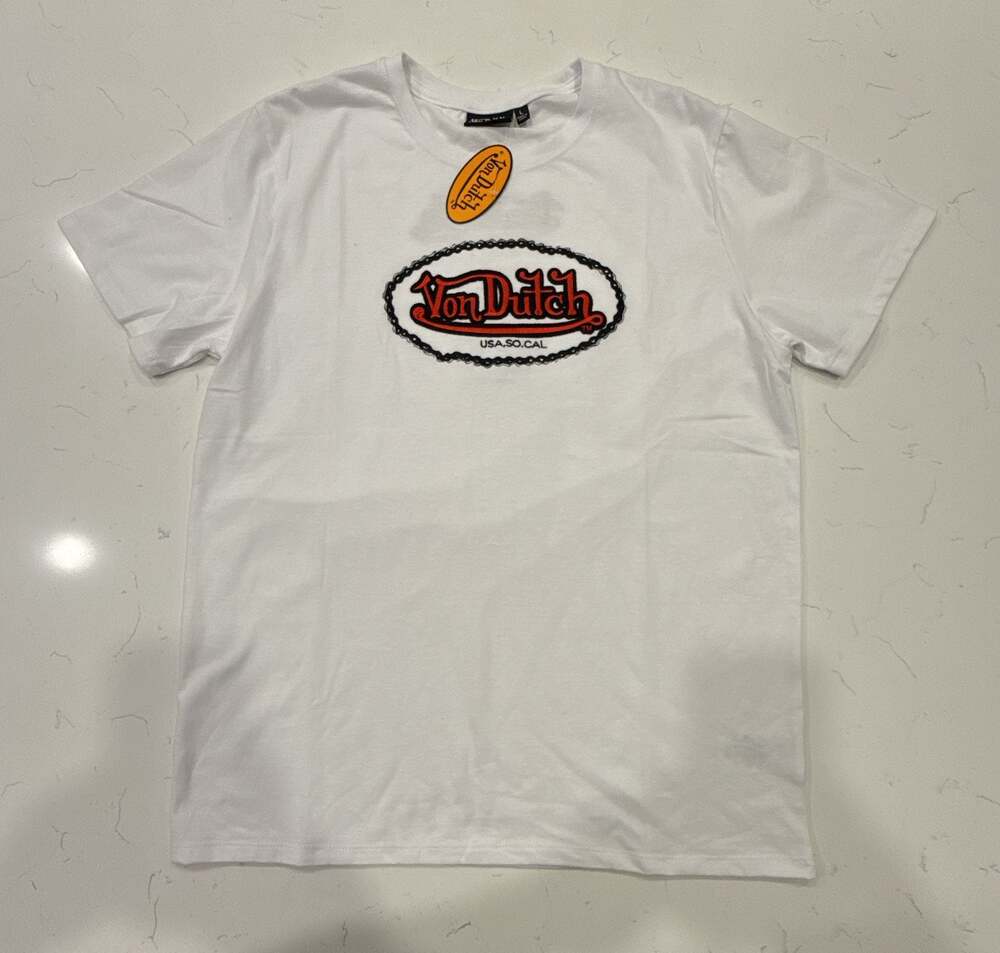 Von Dutch Eye of Fortune Logo Short Sleeve T-Shirt White Size L